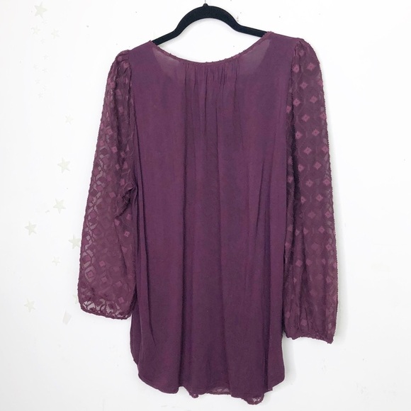 ANTHROPOLOGIE Some September Manderin collar burgundy blouse - Picture 3 of 10